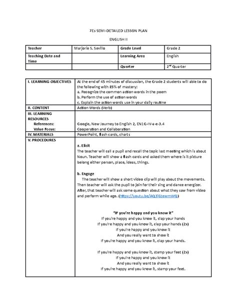 lesson planner for 7 E's .